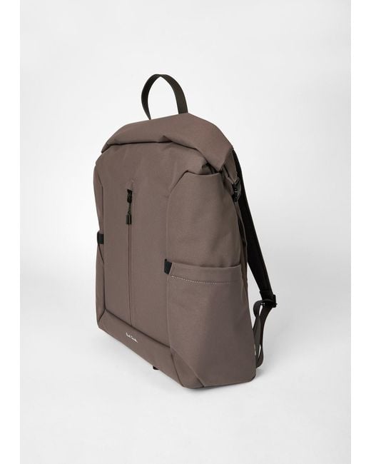 Paul Smith Brown Roll-Top Logo Backpack for men