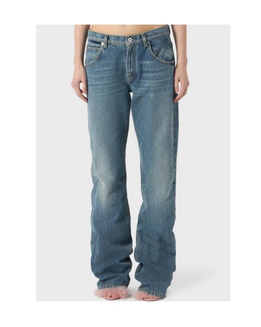 Blumarine Blue Logo Printed Straight-Leg Jeans