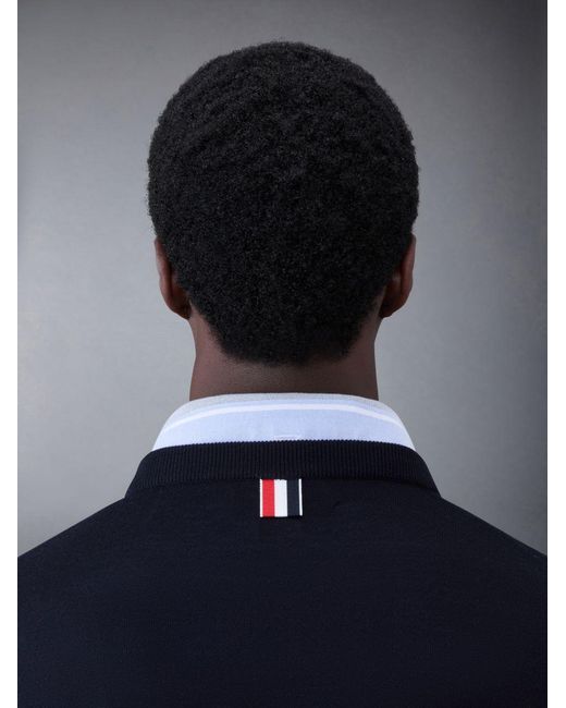 Thom Browne Blue Rwb Stripe Detailed Crewneck Jumper for men