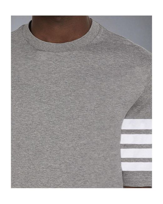 Thom Browne Gray Striped Sleeve T-Shirt for men