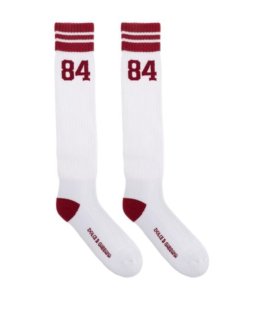 Dolce & Gabbana White 84 Long Logo Socks for men