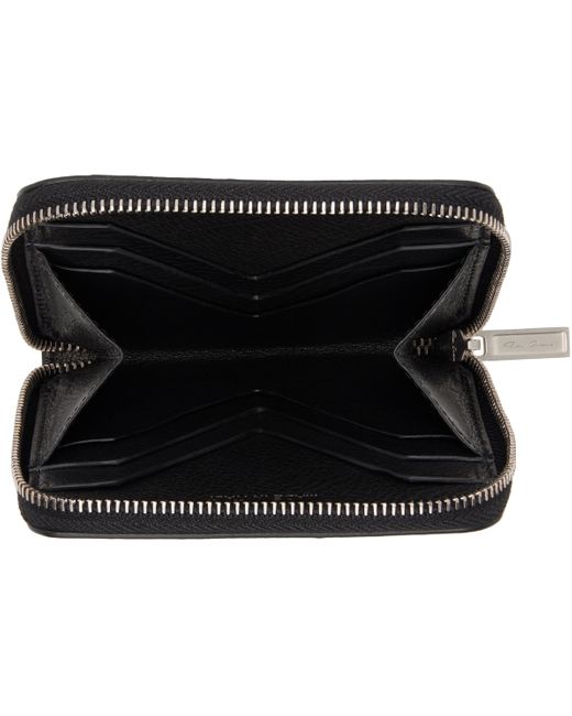 Rick Owens Black Logo Embossed Zip Around Wallet for men