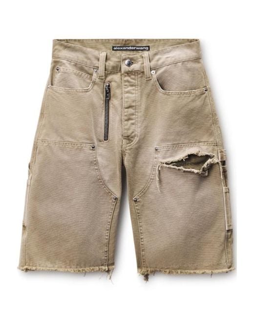 Alexander Wang Natural Distressed Shorts