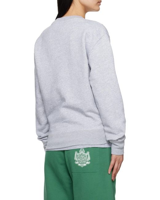 Maison Kitsuné Blue Logo-Print Long-Sleeved Cotton Sweatshirt for men