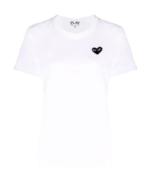 Comme des Garçons White T-Shirt Heart Motif Cotton Tee