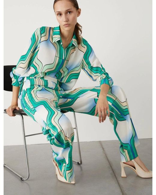 Marella Green Patterned Casual Pants