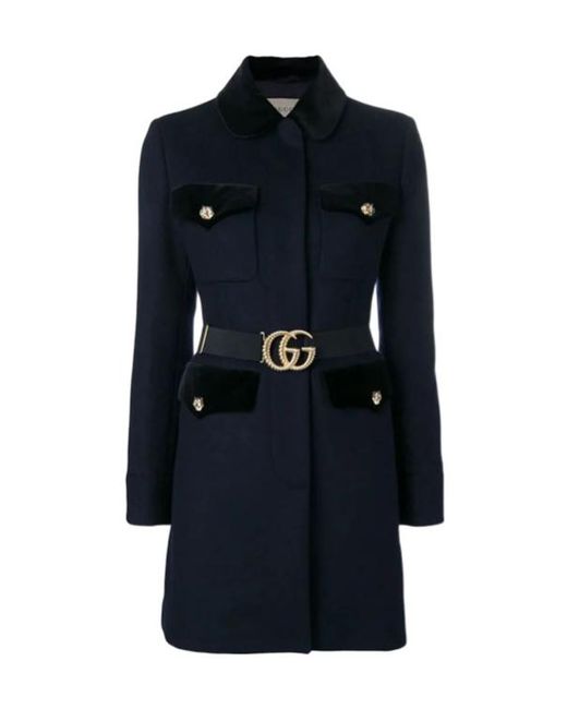 Gucci Blue Lapel Logo Coat