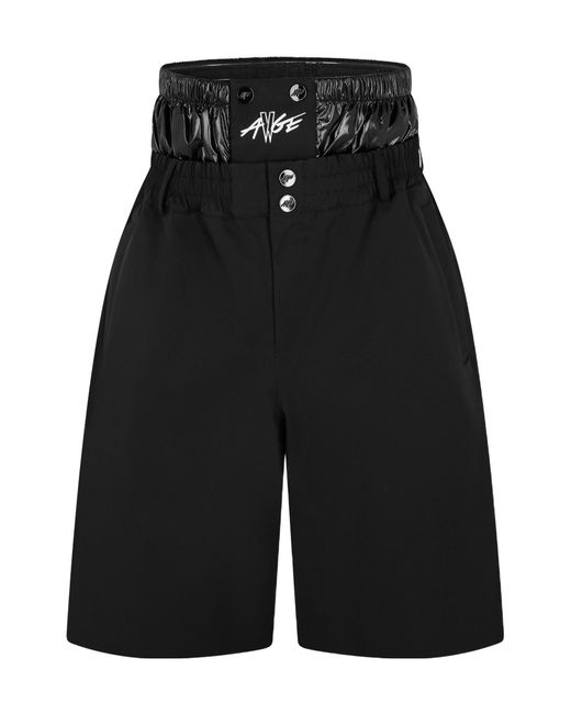 Moncler Black Solid Color Printed Shorts for men
