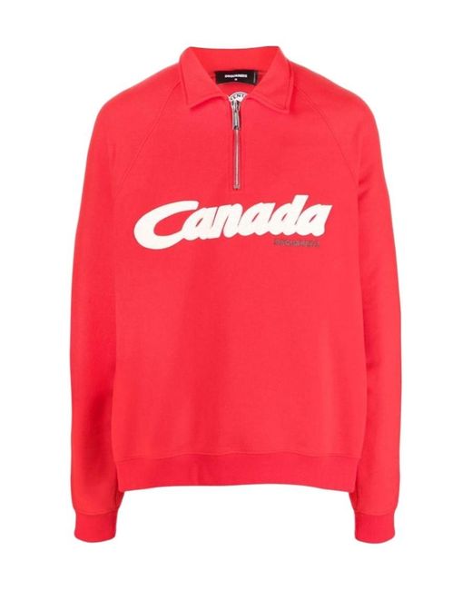 DSquared² Red Logo-Print Cotton Sweatshirt for men