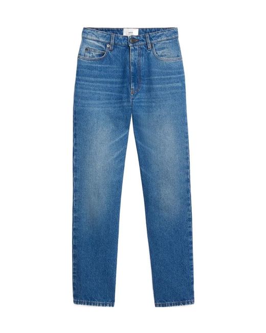 AMI Blue Logo Patch Straight-Leg Jeans