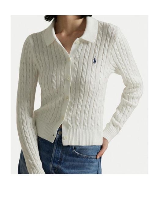 Polo Ralph Lauren White Pony Embroidered Cardigan