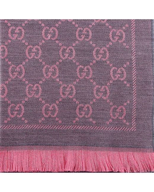 Gucci Pink Gg Supreme Jacquard Scarf