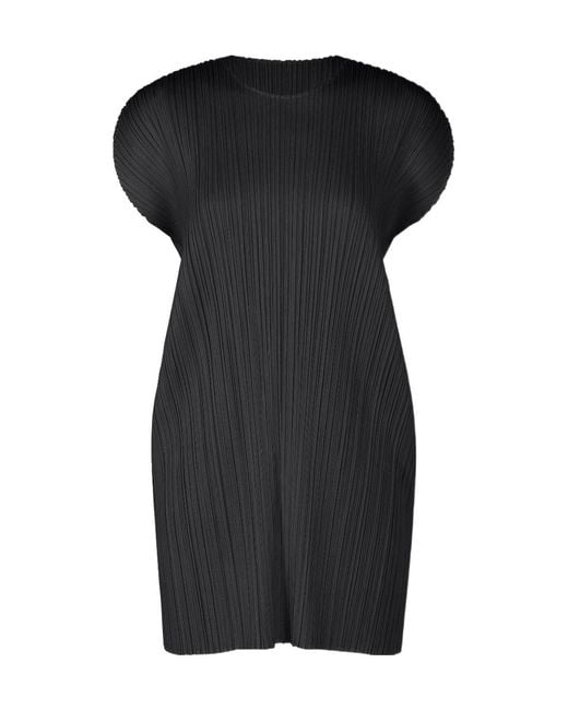 Pleats Please Issey Miyake Black Loose-Fitting Pleated Waist Dress