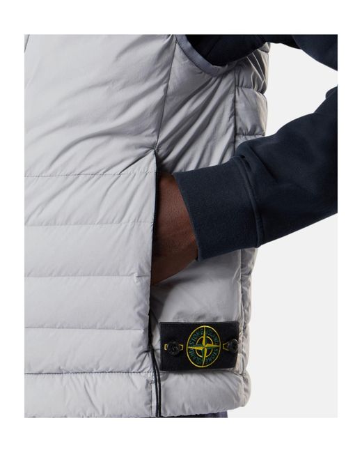 Stone Island Gray Down Vestwithanti-Drop Finish for men