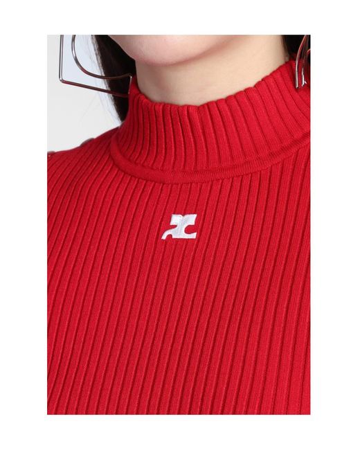 Courreges Red Courrèges Ribbed Knit Cropped Jumper