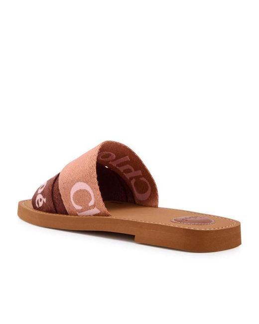 Chloé Brown Western Logo Canvas Sliders