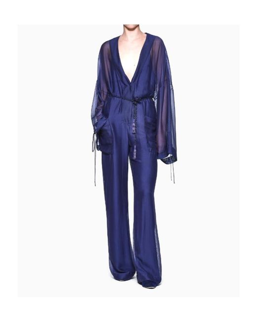 Giorgio Armani Blue Viscose And Silk Gauze Jumpsuit