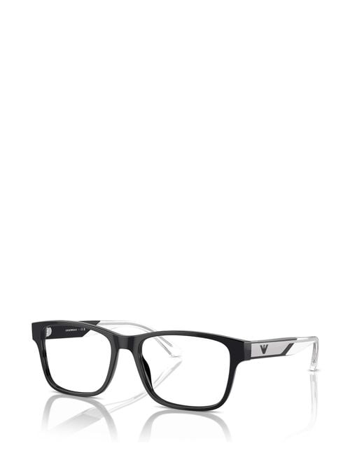 Emporio Armani White Rectangular Frame Glasses for men