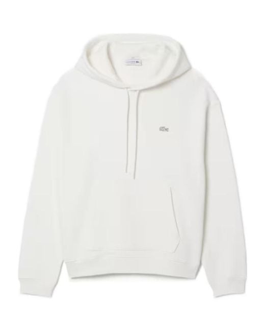 Lacoste White Logo-Embroidered Hoodie for men