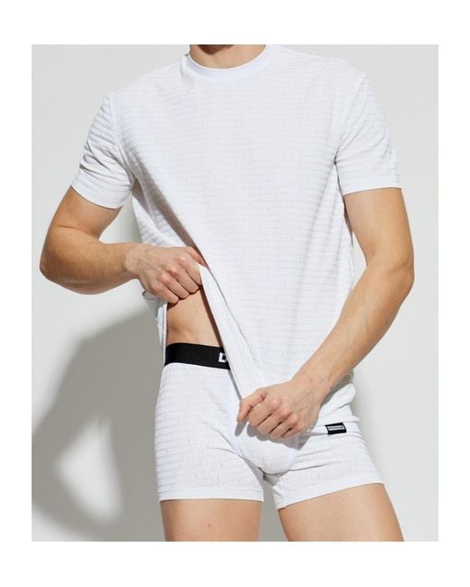 DSquared² White Short-Sleeved T-Shirt, Boxer Briefs Set for men