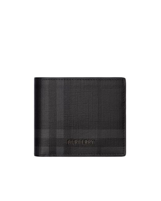 Burberry Black City Check Bifold Wallet for men