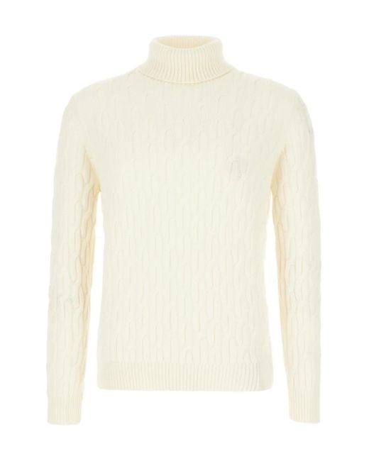 Zanone White Long-Sleeved Turtleneck Sweater for men