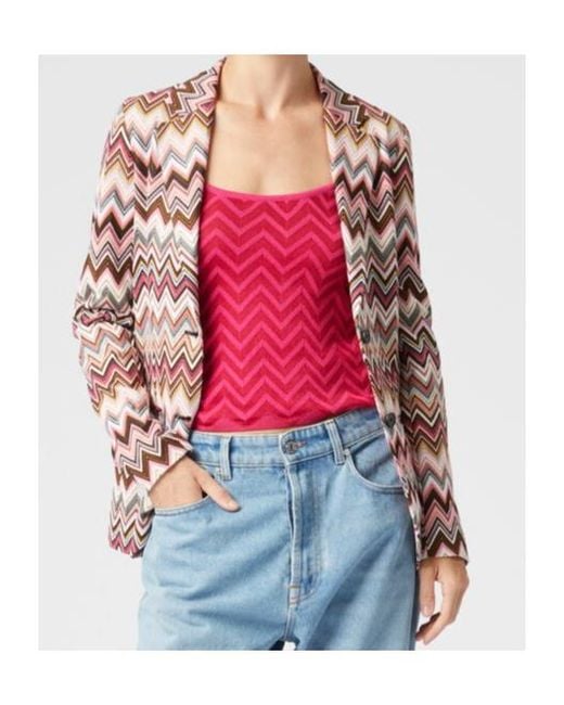 Missoni Pink Zigzag Single Breasted Blazer