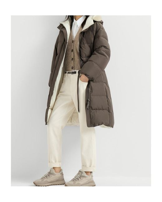 Brunello Cucinelli Brown Long-Sleeved Down Jacket