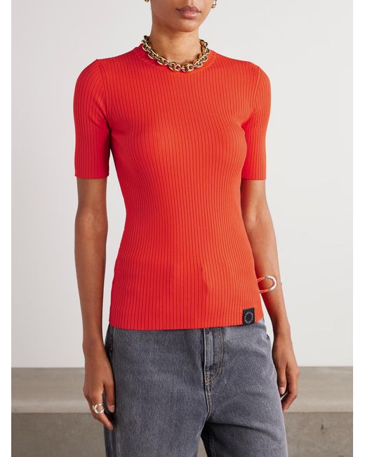 Stella McCartney Red Ribbed Crewneck Jumper