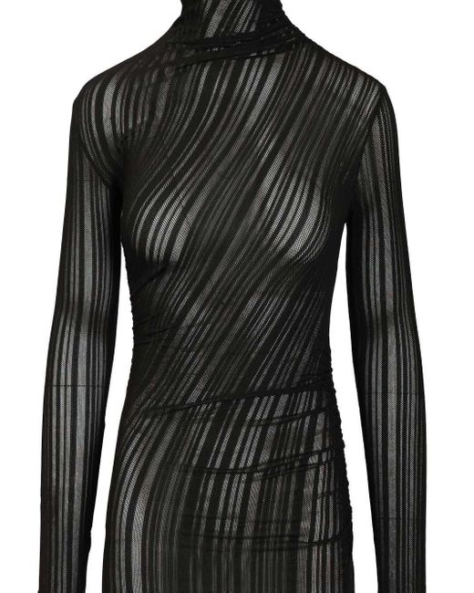 Amazuìn Black Olga Ribbed Long Dress