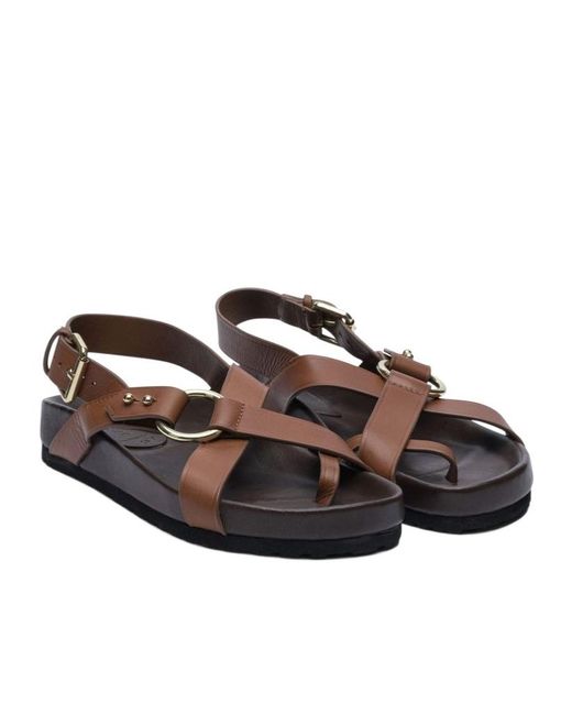 Soeur Brown Mexico Buckle Sandals