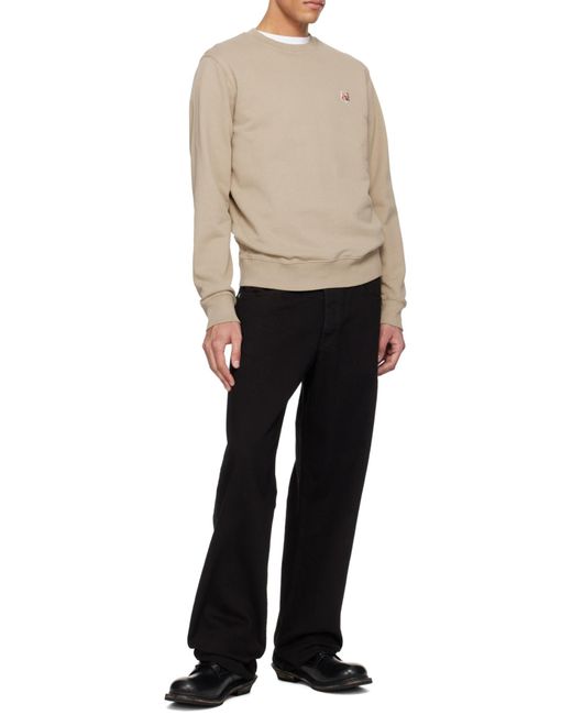 Maison Kitsuné Yellow Maison Kitsuné Fox Head Patch Crewneck Sweatshirt for men