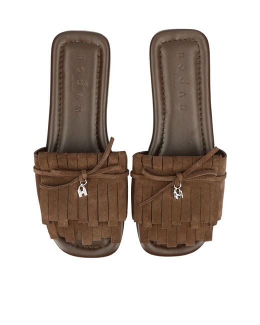 Hogan Brown Fringed Sandals