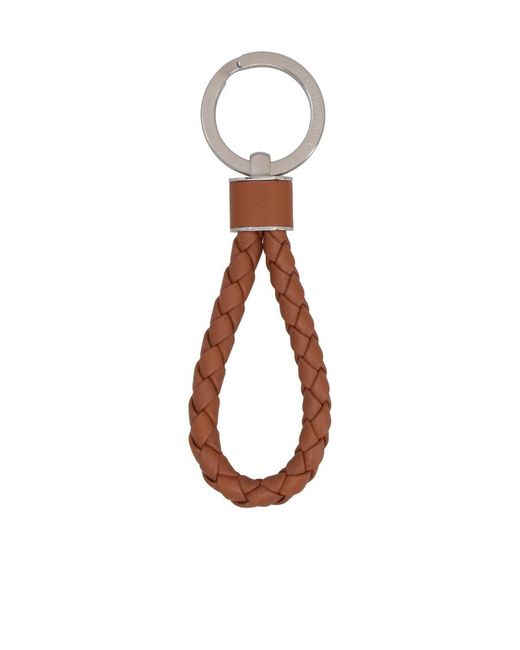 Bottega Veneta White Intreccio Key Ring for men