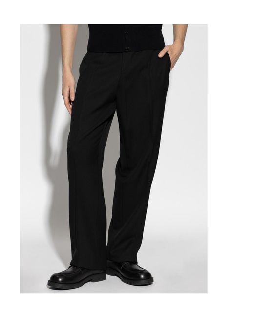 Versace Black Pleated Tailored Trousers for men