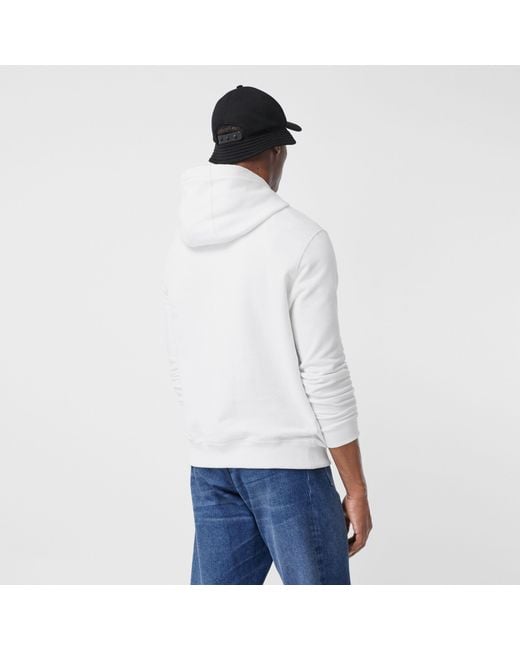 Burberry White Logo Hooded Sweater for men