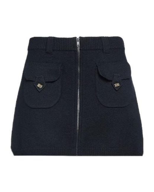Ganni Blue Knitted Mini Skirt