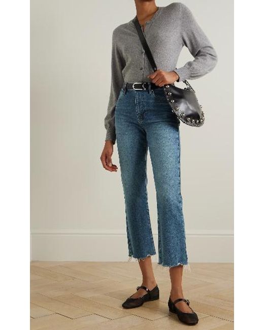 FRAME Blue The Ruler Crop Frayed High-Rise Slim-Leg Jeans