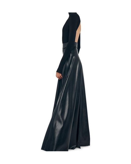 Norma Kamali Black Flared Maxi Skirt