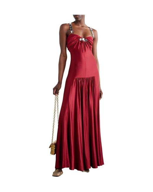 Rabanne Red Mirror-Embellished Maxi Dress