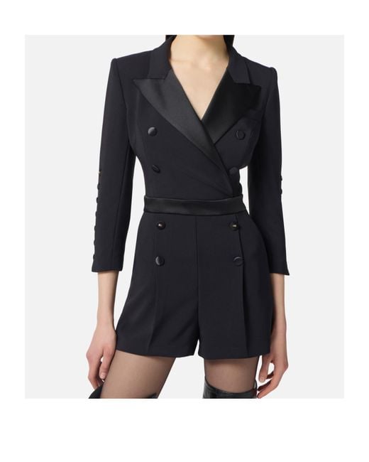 Elisabetta Franchi Black Double-Breasted Jumpsuit