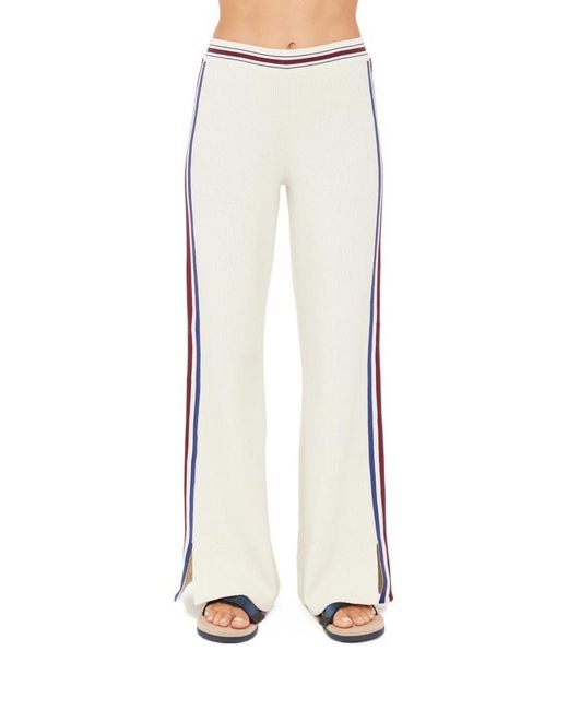 The Upside White Adesa Kansas Striped Knit Trousers
