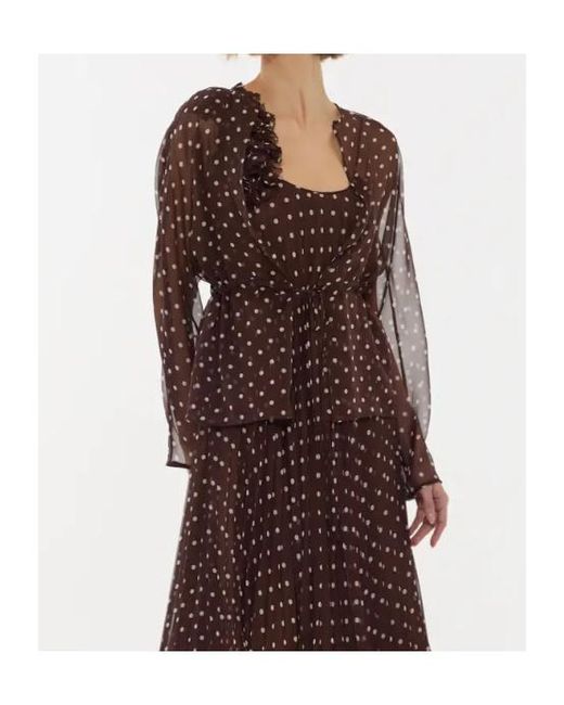 P.A.R.O.S.H. Black Polka-Dot Drawstring Blouse