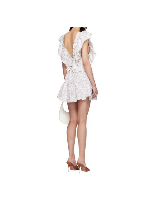 Coperni White Floral-Print Ruffled Dress