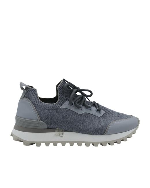 Eleventy Blue Textured Lace-Up Low-Tops for men
