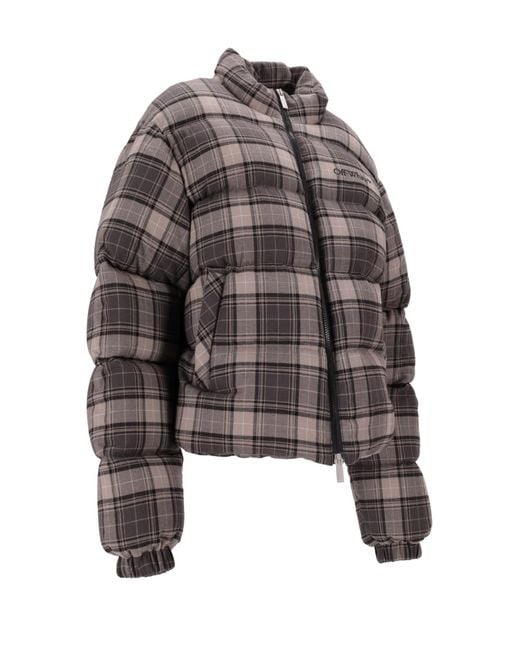 Off-White c/o Virgil Abloh Gray Spray Check Flannel Down Jacket for men