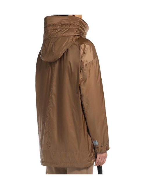 Max Mara Brown Double-Sided Down Jacket With Logo