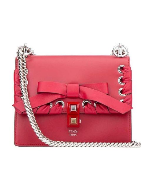 Fendi Red Kan I Bowknot Calfskin Shoulder Bag