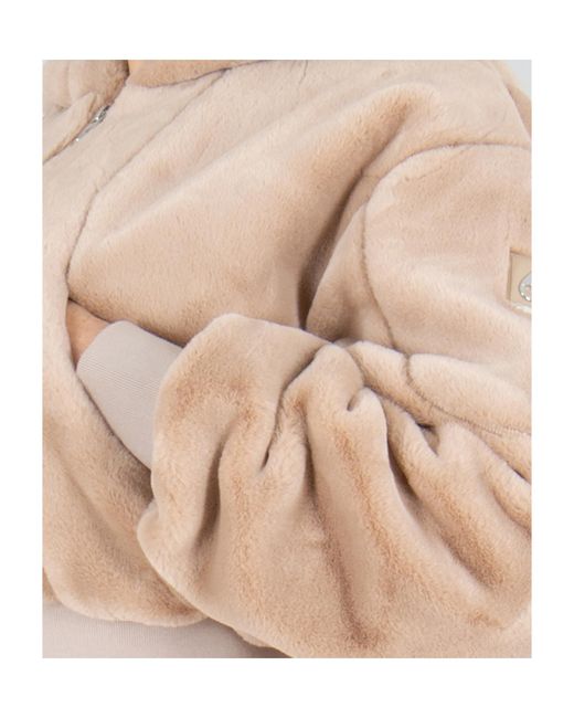 Moose Knuckles Natural Logo Patch Faux Fur Jacket