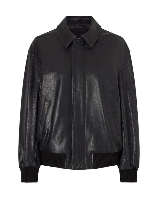 Nour Hammour Black Long-Sleeved Leather Jacket